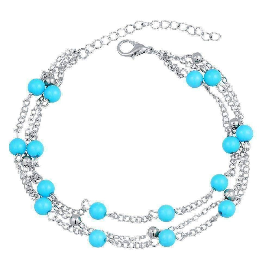 Multi-Layer Turquoise Bead Ankle Bracelet