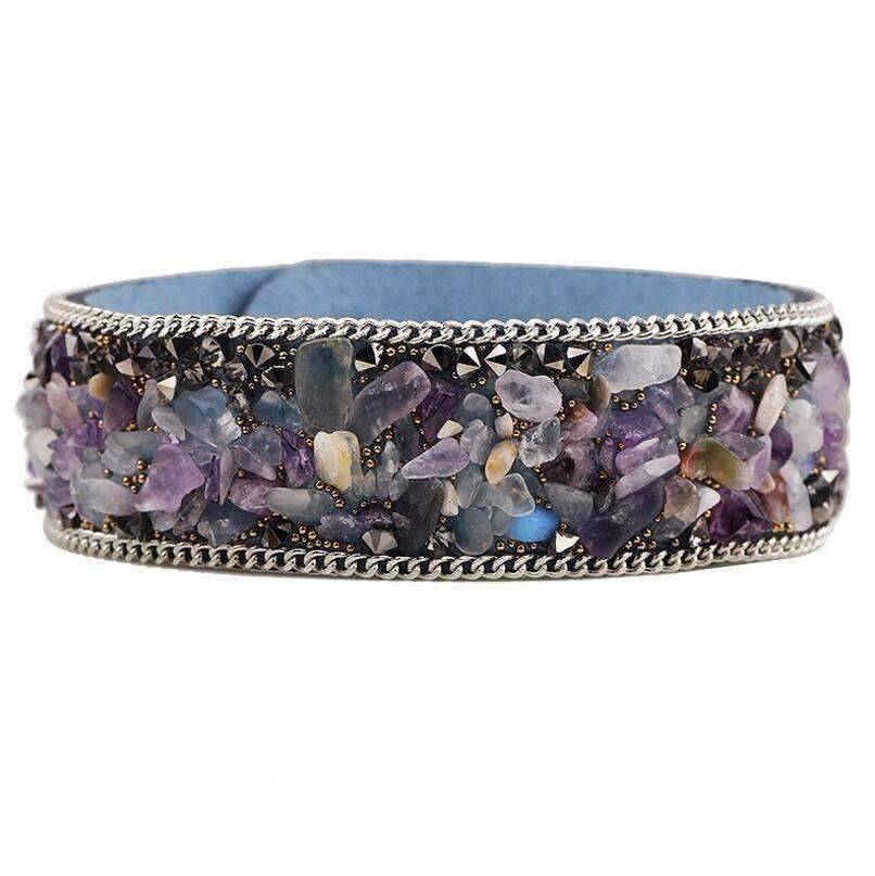Treasure Gemstone Encrusted Sueded Leather Wrap Bracelet