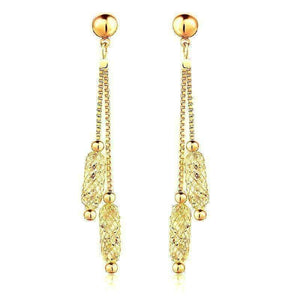 Glistening Stardust Crystals Dual Dangling Chain Drop Earrings