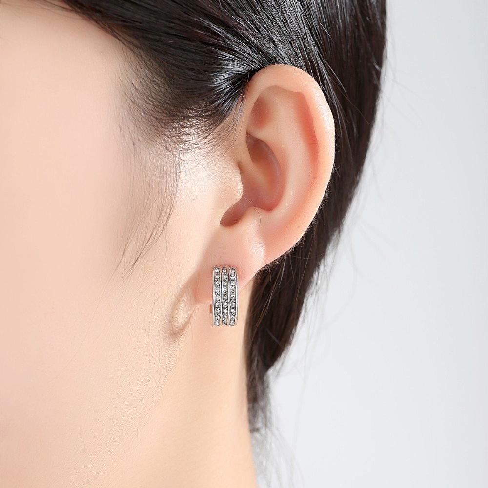 Flashy CZ Half Hoop Earrings