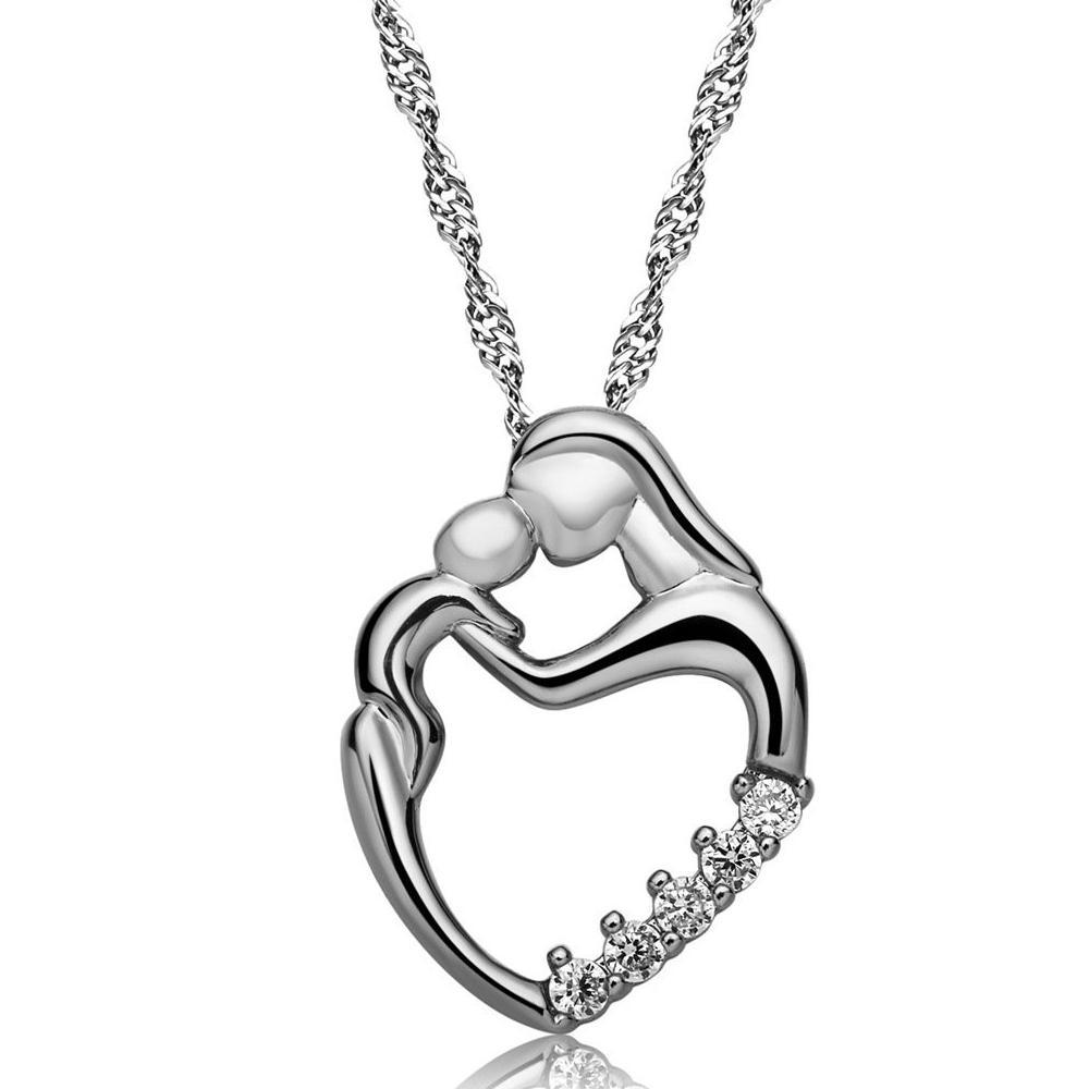 Always In My Heart Mother & Child CZ Necklace
