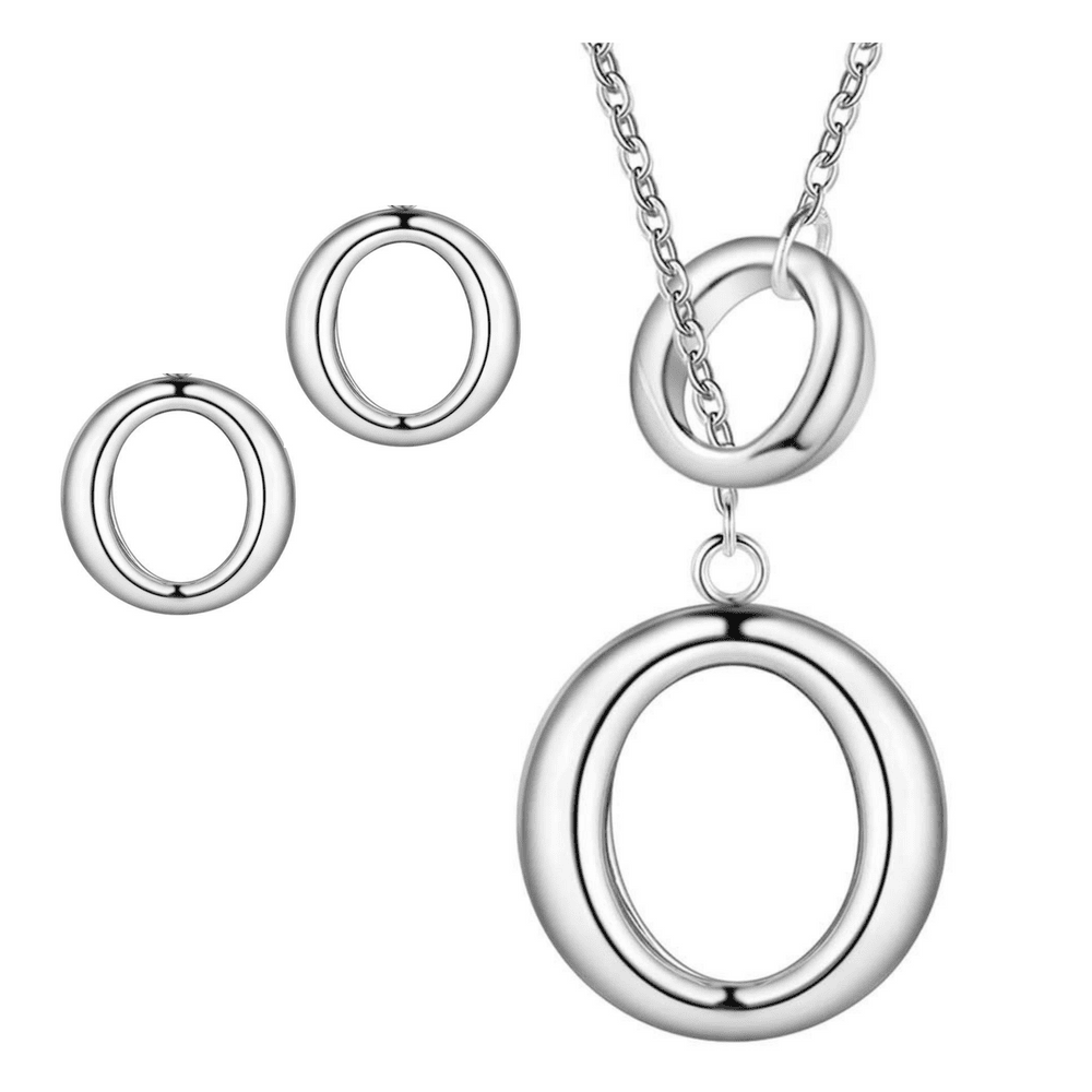 O Yes Sterling Silver Necklace & Earrings Set