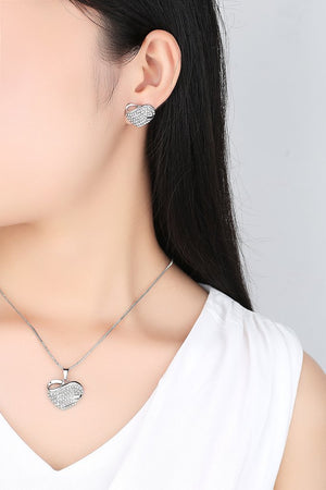 Bold Pavé Hearts Necklace and Earrings Set