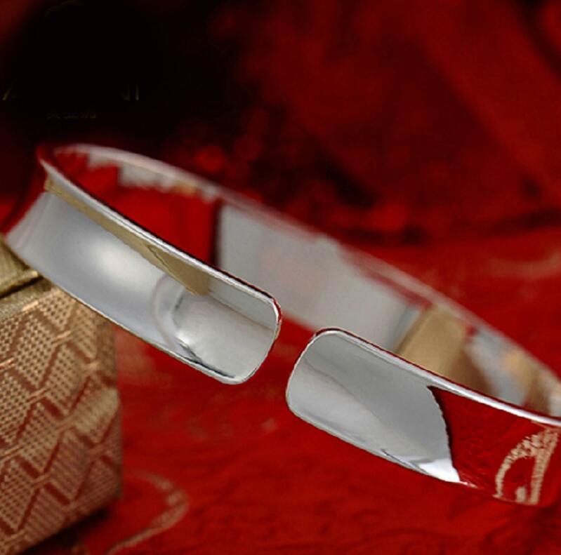 Smooth Concave Silver Cuff Bangle Bracelet