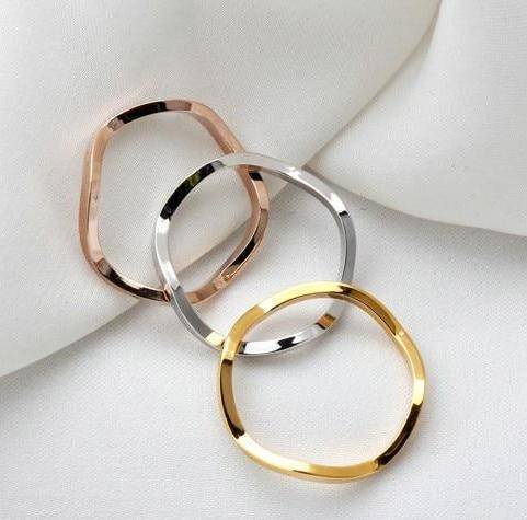 Wavy Tri-Color Stack Rings