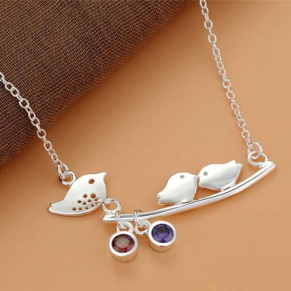 Tweet Birdy Mom & Babies Sterling Silver Branch Necklace