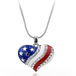 Heart of America Enamel and CZ Necklace