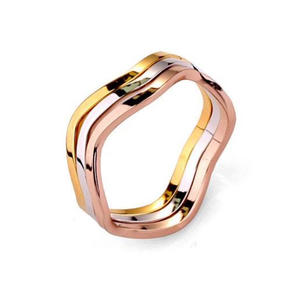 Wavy Tri-Color Stack Rings