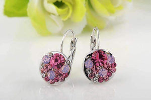 Party Confetti Austrian Crystal White Gold Plated Leverback Earrings