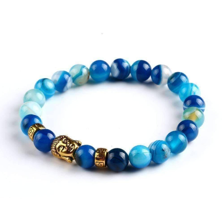 Buddha Bead Genuine Agate Gemstone Bracelet