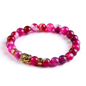 Buddha Bead Genuine Agate Gemstone Bracelet