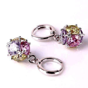 Crystal Cube Dangling Charm Earrings