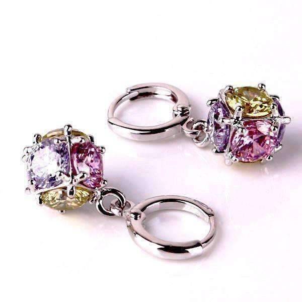 Crystal Cube Dangling Charm Earrings