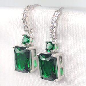 Exquisite Emerald Cut 4CT Dangling CZ Earrings