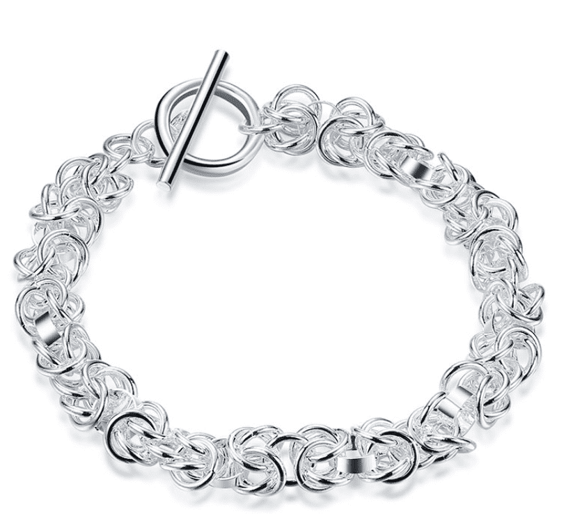 Knotted Links Sterling Silver Toggle Bracelet