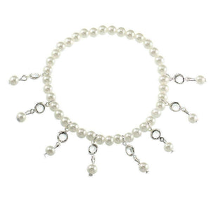 Pearl and Crystal Drop Ankle Bracelet Accented