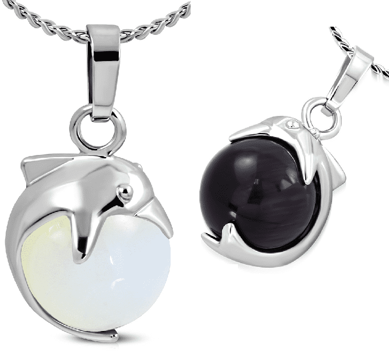 Wave Rider Dolphin and Cat Eye Necklace