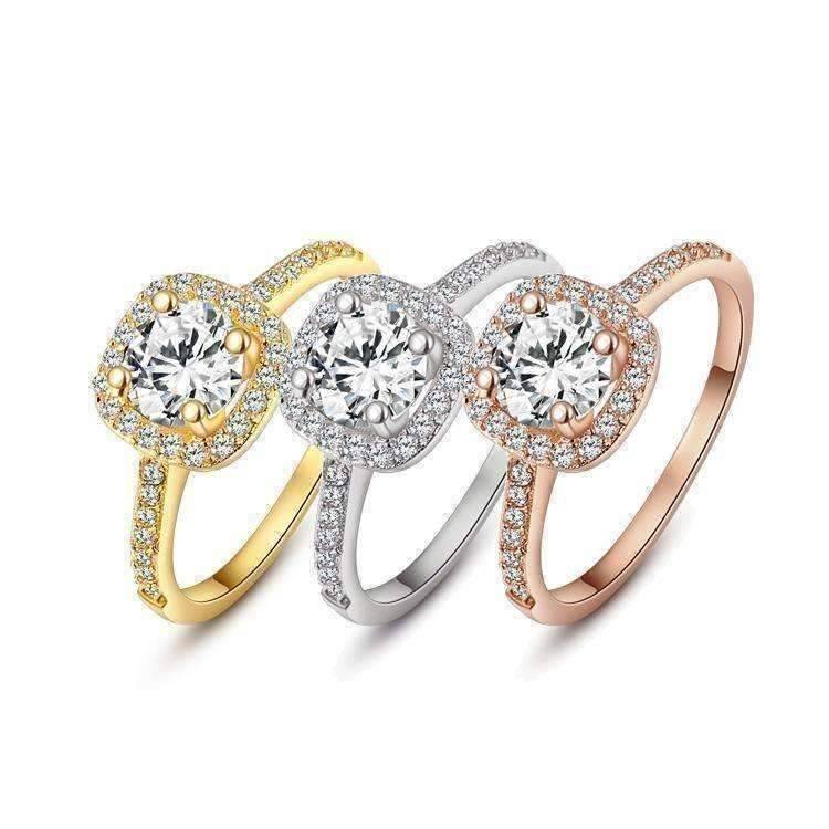 Bella Vita Halo 2 CT Round Austrian Crystal Ring