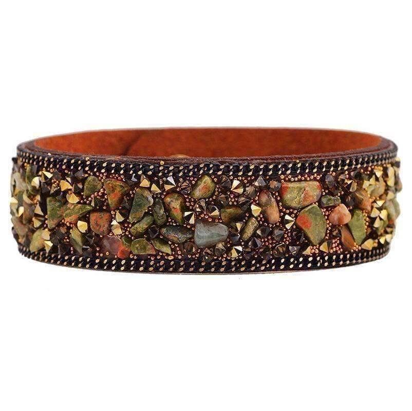 Treasure Gemstone Encrusted Sueded Leather Wrap Bracelet