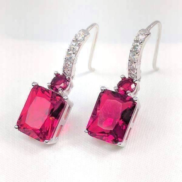 Exquisite Emerald Cut 4CT Dangling CZ Earrings