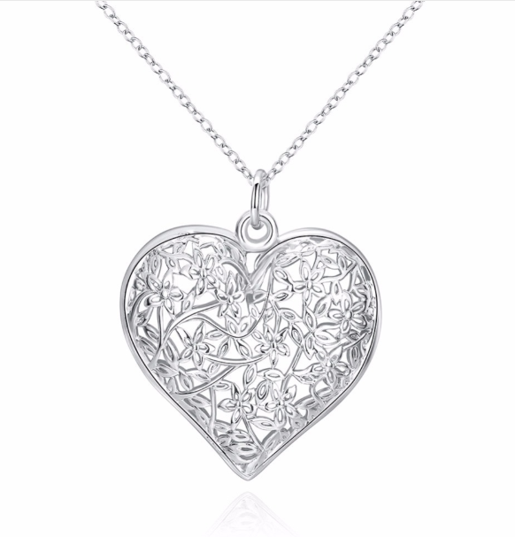 Flowering Heart Silver Necklace