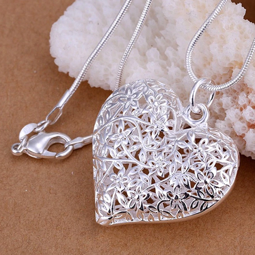 Flowering Heart Silver Necklace