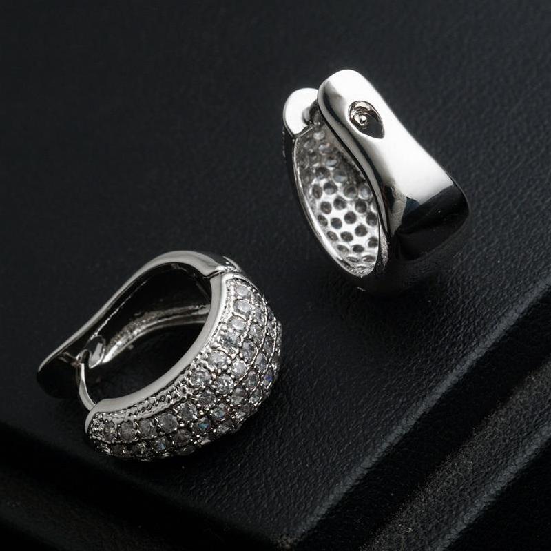 CZ Encrusted Creole Hoop Earrings