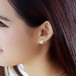 Jumping Dolphin cz Stud Earrings