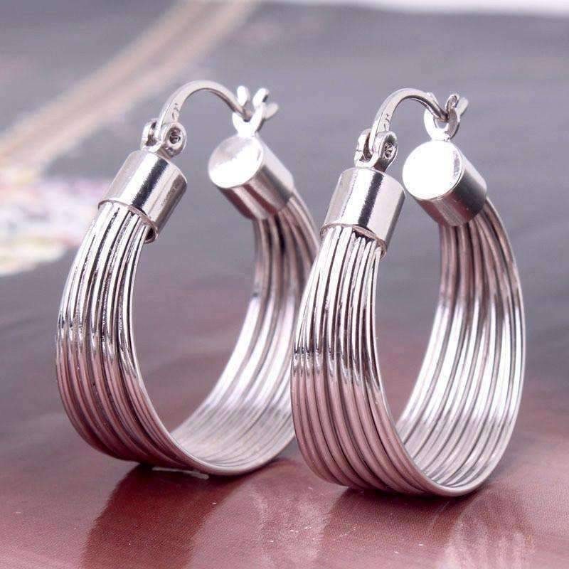 Silky Threads Hoop Earrings in Silver or Gold