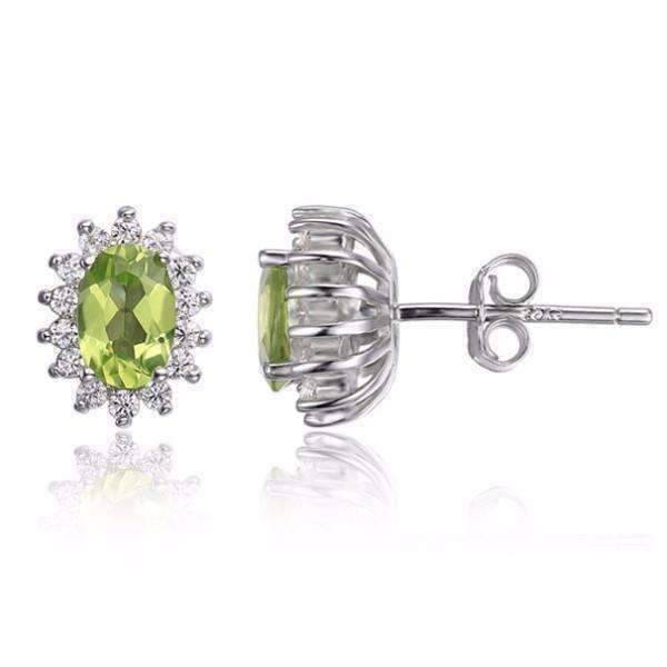 Milan Green Halo Oval Cut 1CT Genuine Peridot Earrings