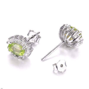 Milan Green Halo Oval Cut 1CT Genuine Peridot Earrings