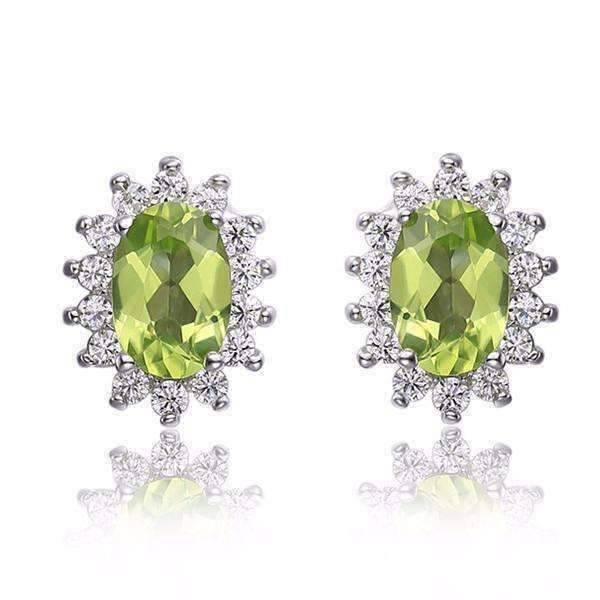 Milan Green Halo Oval Cut 1CT Genuine Peridot Earrings