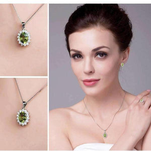 Milan Green Halo Oval Cut 2.5CT Genuine Peridot Pendant