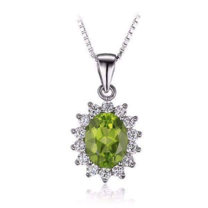 Milan Green Halo Oval Cut 2.5CT Genuine Peridot Pendant