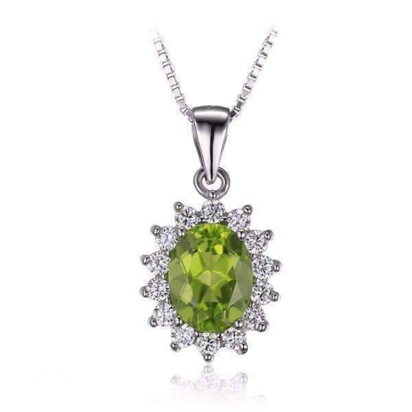 Milan Green Halo Oval Cut 2.5CT Genuine Peridot Pendant