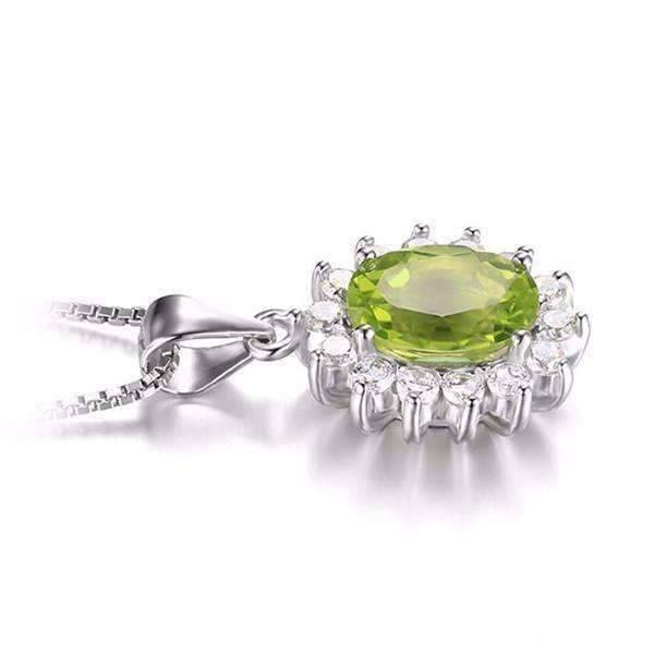 Milan Green Halo Oval Cut 2.5CT Genuine Peridot Pendant