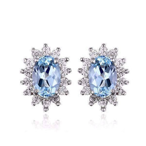 French Blue Halo1CT Genuine Topaz Earrings