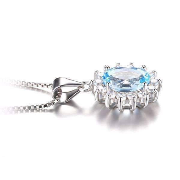 French Blue Halo 2.5CT Genuine Topaz Pendant