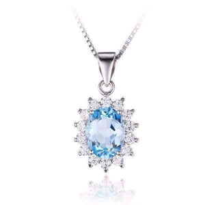 French Blue Halo 2.5CT Genuine Topaz Pendant