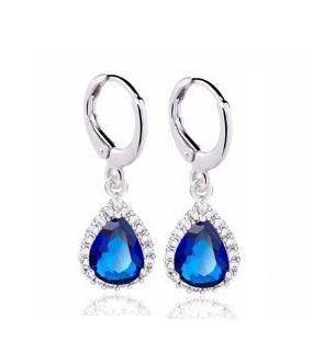 Teardrop Halo Zirconia Dangling Hoop Earrings