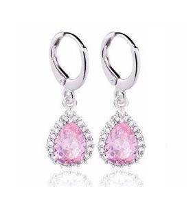 Teardrop Halo Zirconia Dangling Hoop Earrings
